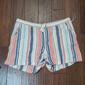 NWOT Juniper + Lime Colorful Linen Blend Vertically Striped Pullon Shorts (XL)